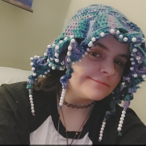 Handmade Crochet Jellyfish Hat - Picture 4 of 4